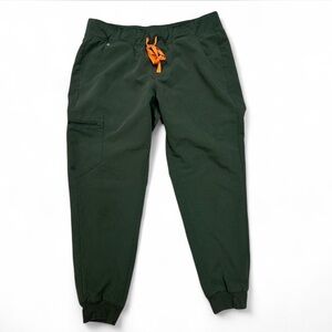 Figs Green Joggers with Orange Drawstring Size Large Zamora Scrub Pants